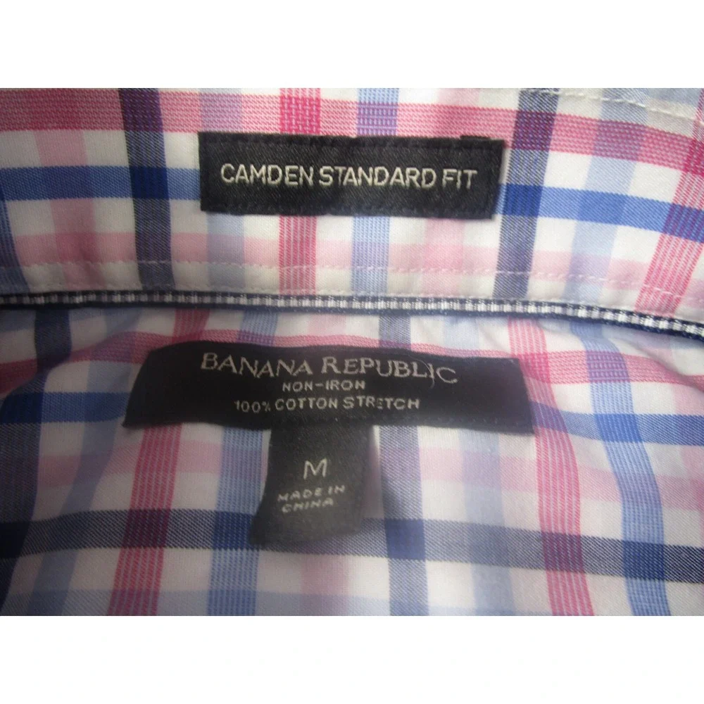 Banana Republic Shirt Mens Medium Blue Plaid Camden‎ Standard Preppy